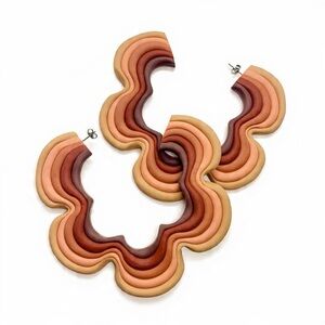 Brown Flower Stud Hoop - Handmade Earrings